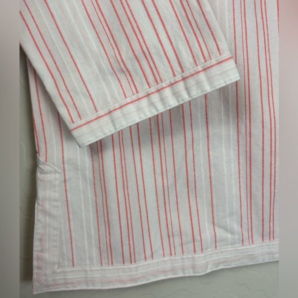 UNTUCKit Durfort Womens Large Striped‎ Cotton Tunic Top Orange White 1027 - Picture 3 of 6